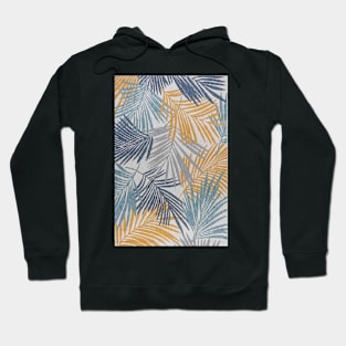 tropical leaves - yellow, blue, green and gray Hoodie